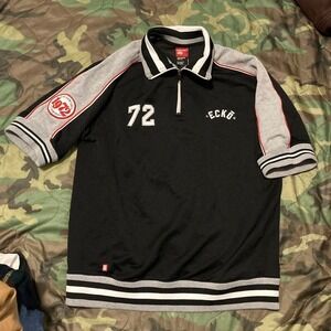 Ecko Unltd black and grey half zip short sleeve sweatshirt‎ y2k vtg men's size L
